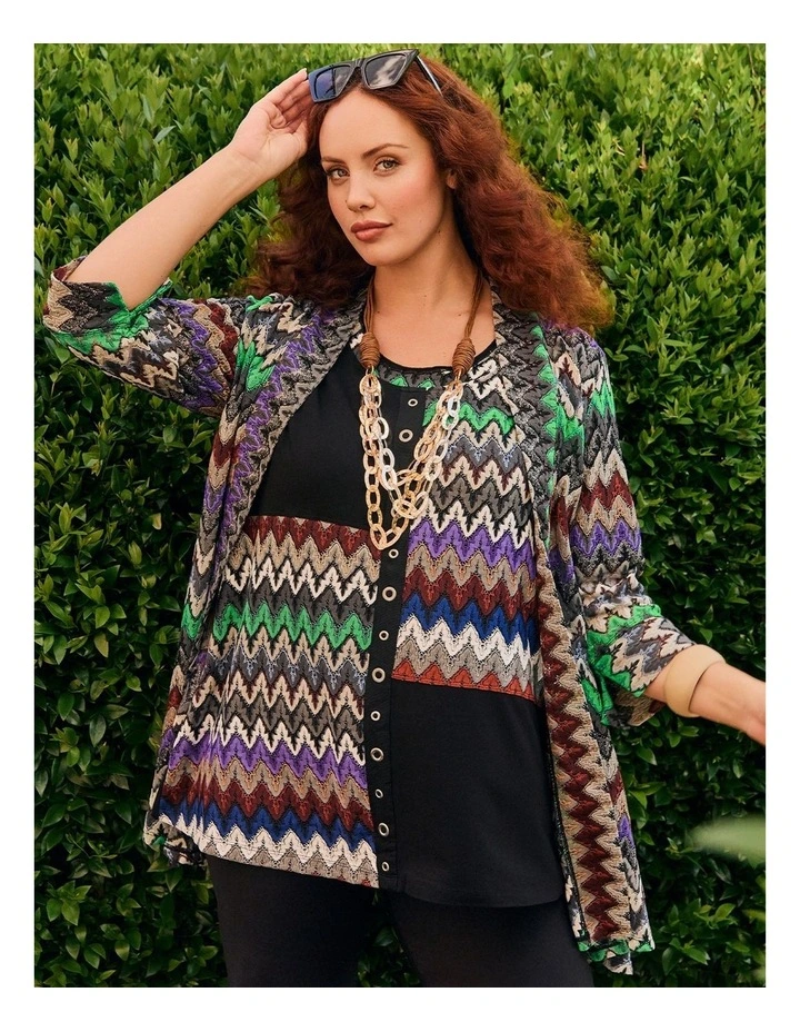 Chevron Lace Natural Spliced Tunic Black/multi image 4