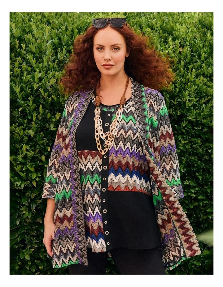 Chevron Lace Natural Spliced Tunic Black/multi image 5