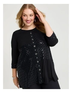Eyelet Spliced Luna Tunic Black/black