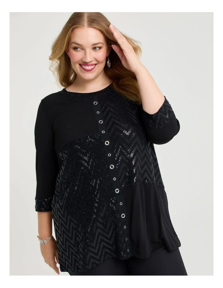Eyelet Spliced Luna Tunic Black/black image 1