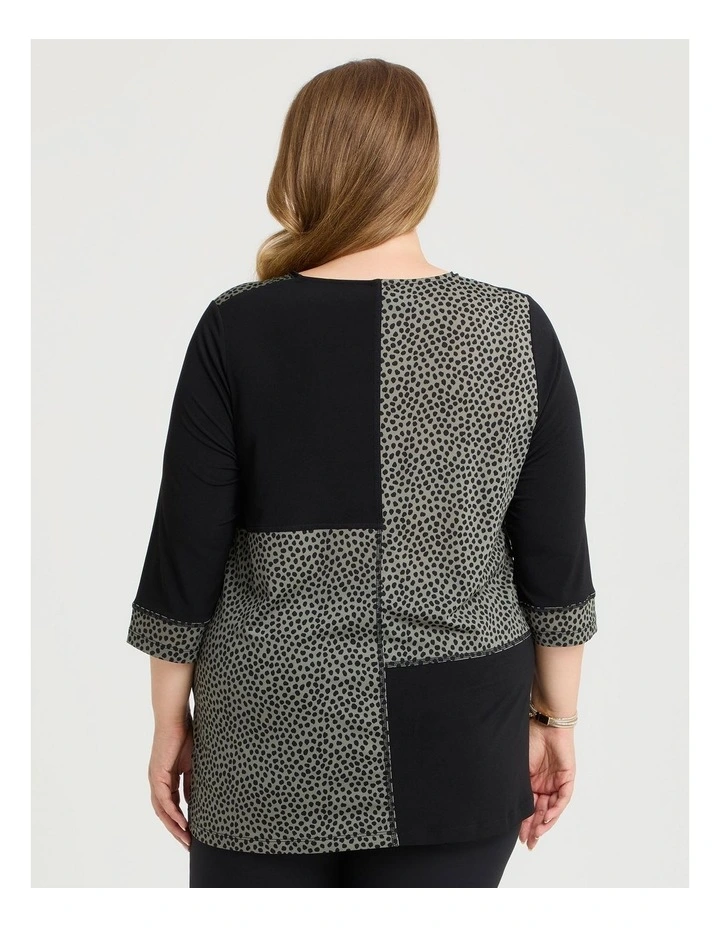 Eyelet Spliced Luna Tunic Sage Spot Print image 2