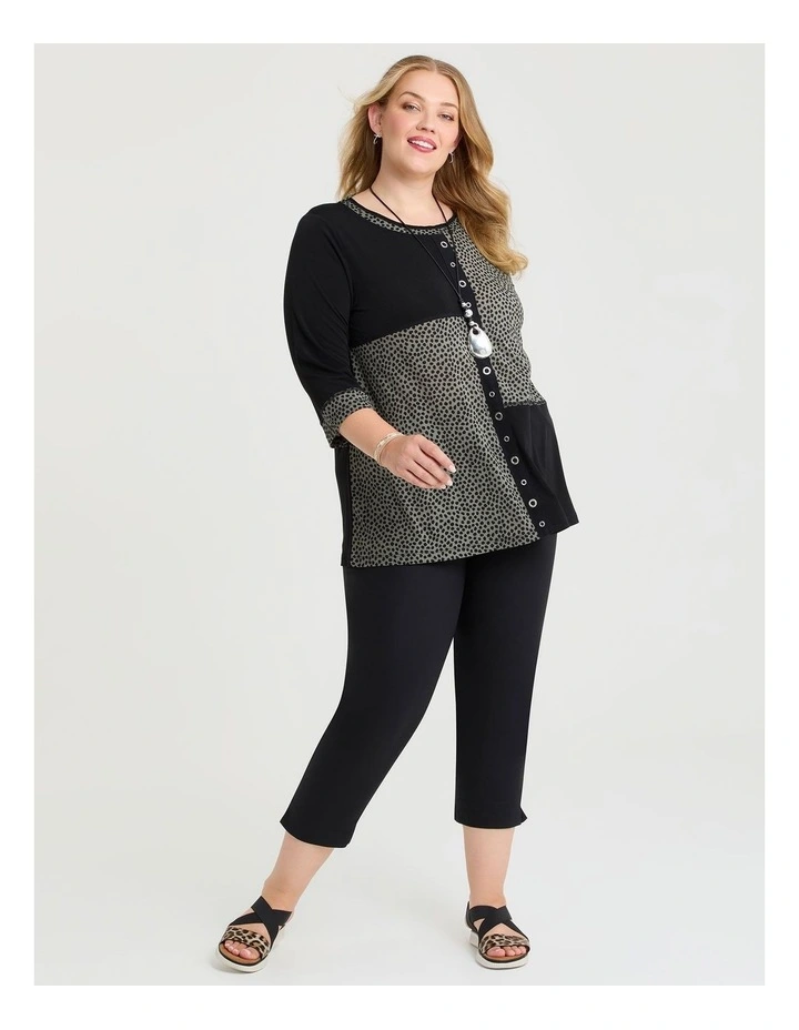 Eyelet Spliced Luna Tunic Sage Spot Print image 3