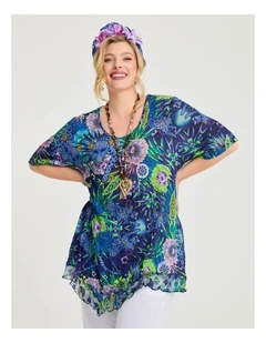 Catalina Mesh Trim Crush Tunic Print