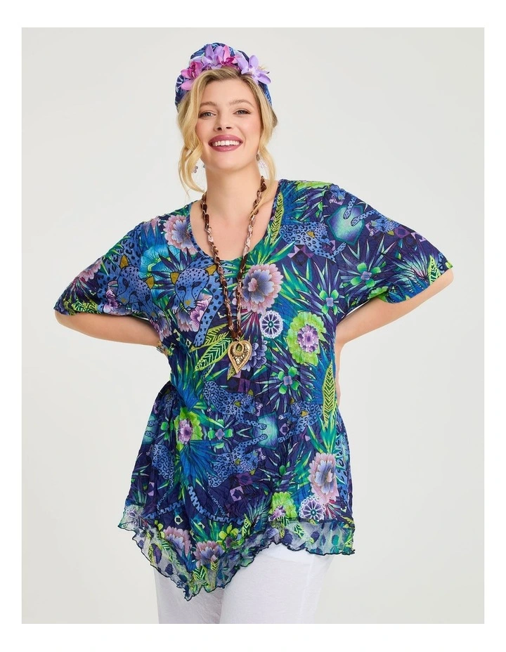 Catalina Mesh Trim Crush Tunic Print image 1