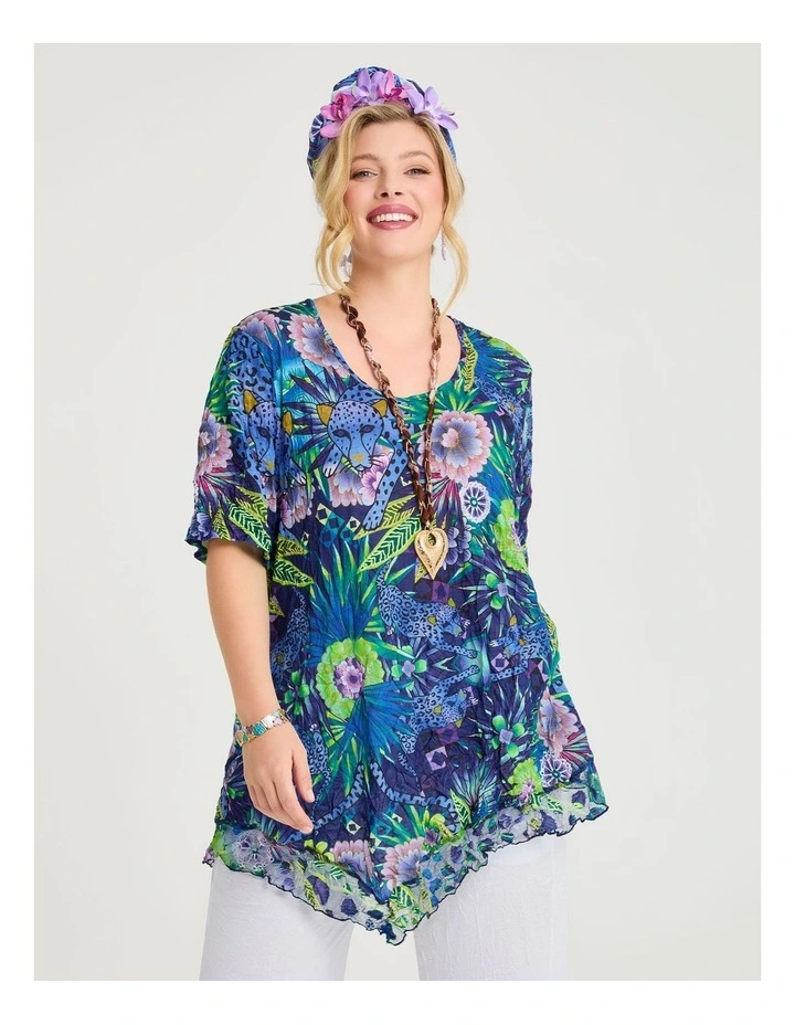 Catalina Mesh Trim Crush Tunic Print image 3