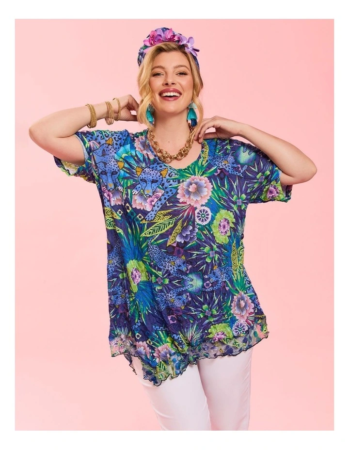 Catalina Mesh Trim Crush Tunic Print image 4