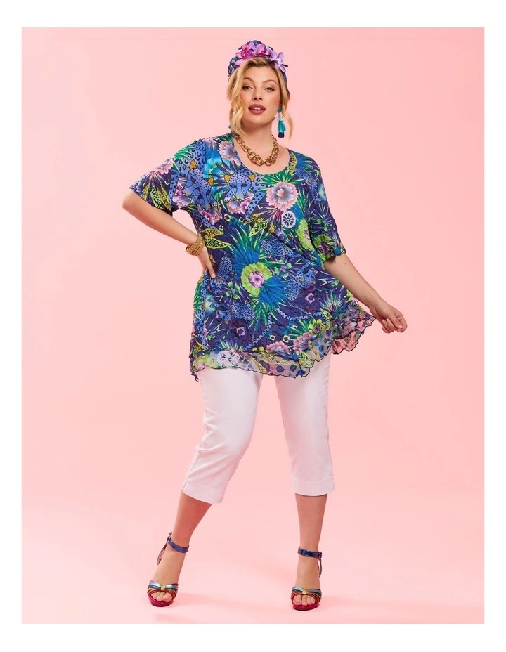 Catalina Mesh Trim Crush Tunic Print image 5