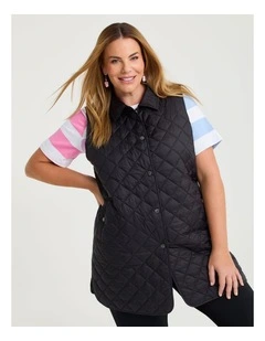 Quilted Collared Vest Black