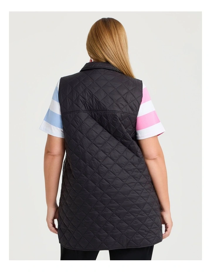 Quilted Collared Vest Black image 2