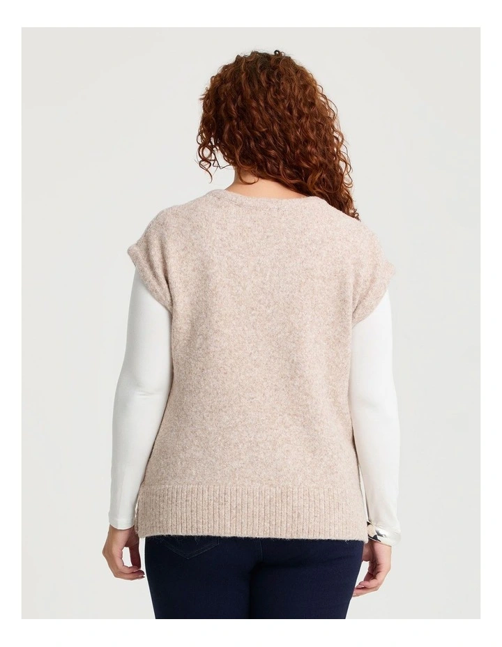 Cable Knit V-neck Vest Oatmeal Marle image 2