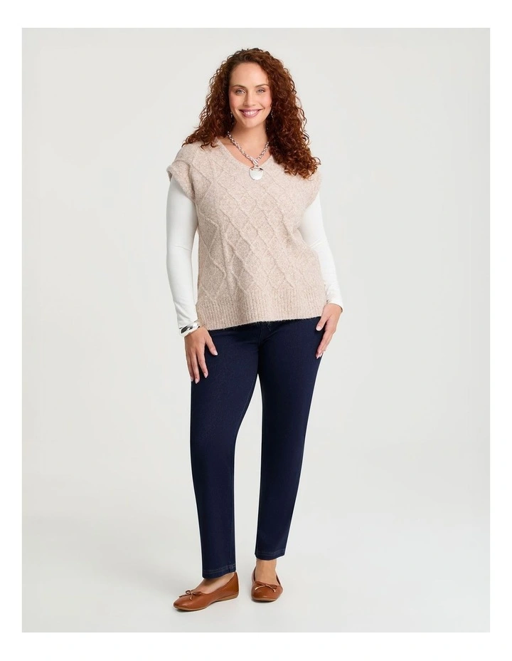Cable Knit V-neck Vest Oatmeal Marle image 4