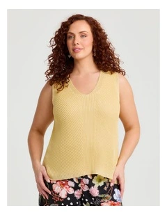 V-Neck Knit Tank in Buttercup