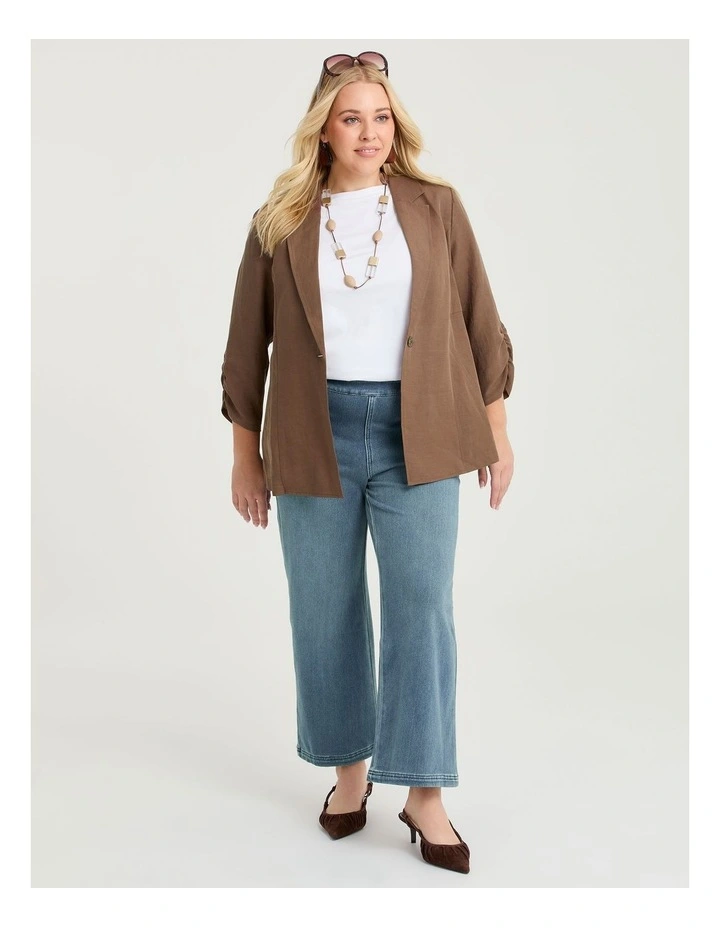 Petite Travel Wide Leg Jean in Mid Blue image 1