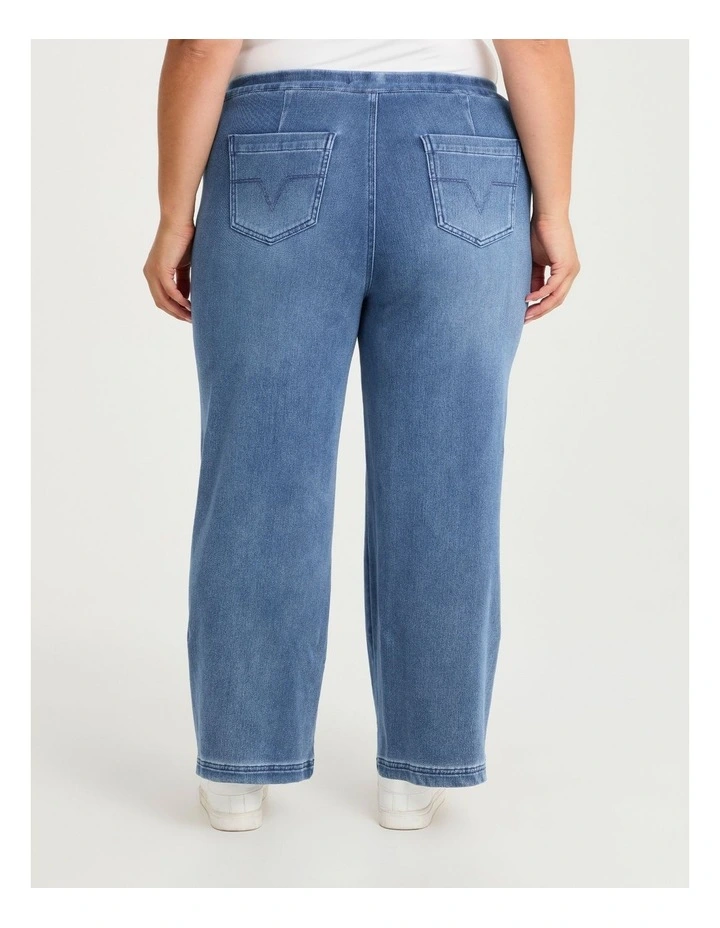 Petite Travel Wide Leg Jean in Mid Blue image 2