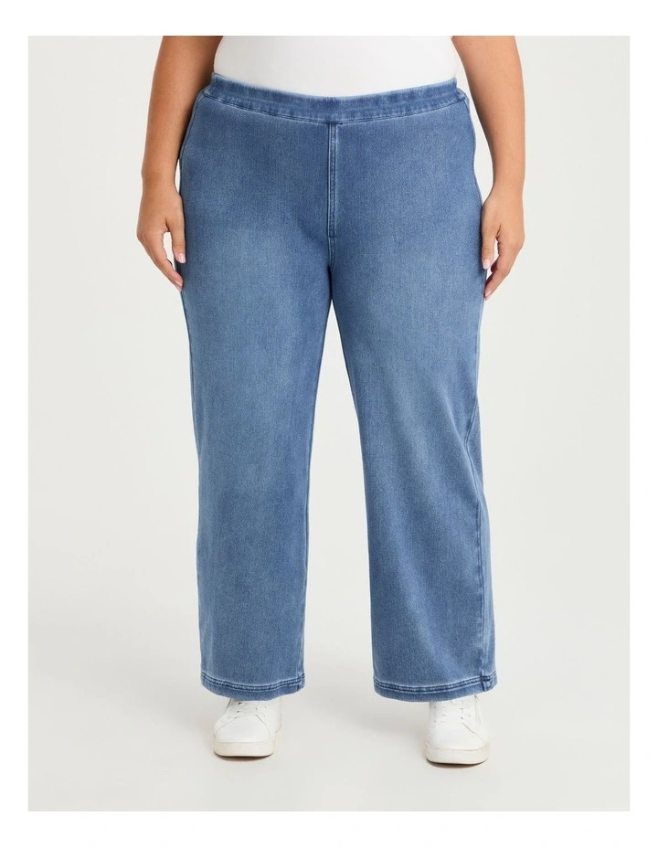 Petite Travel Wide Leg Jean in Mid Blue image 3