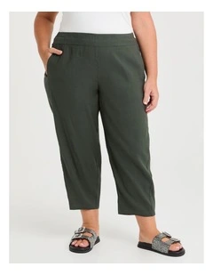 Petite Stretch Linen Bella Pant in Dusty Olive