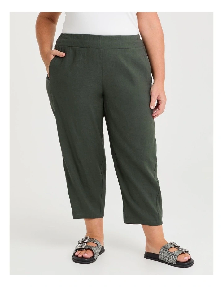 Petite Stretch Linen Bella Pant in Dusty Olive image 1