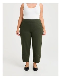 Petite Button Bamboo Ponte Pant Olive