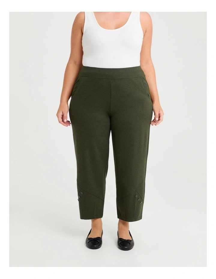 Petite Button Bamboo Ponte Pant Olive image 1