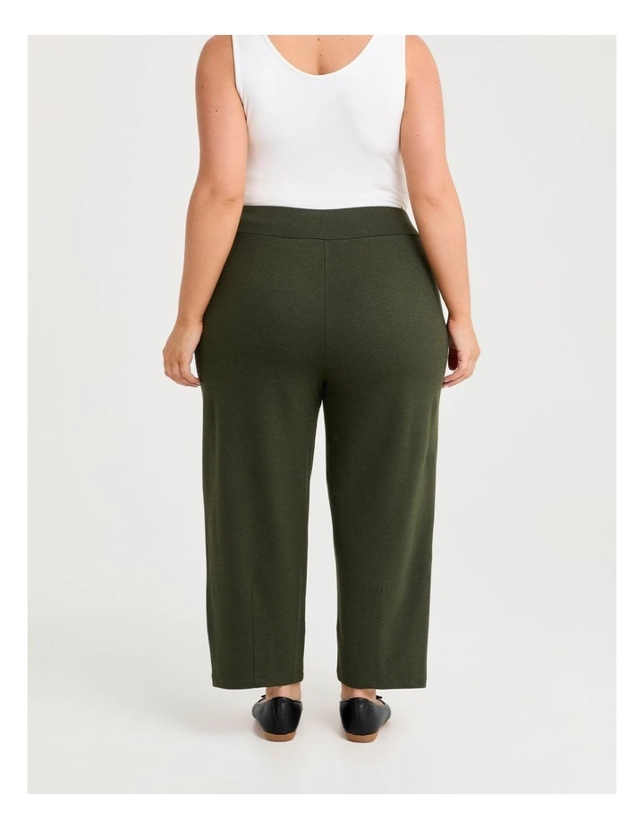 Petite Button Bamboo Ponte Pant Olive image 2