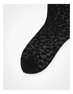 Sheer Leopard Socks 2 Pack in Black