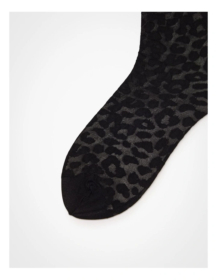 Sheer Leopard Socks 2 Pack in Black image 1