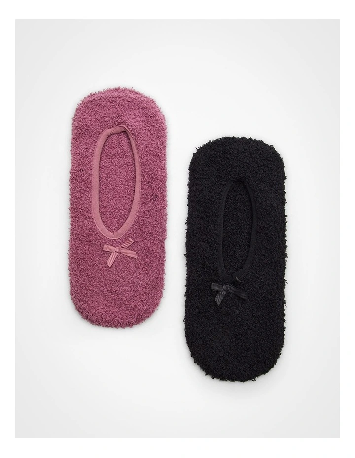 Cosy Slip On Socks 2 Pack in Multi image 1