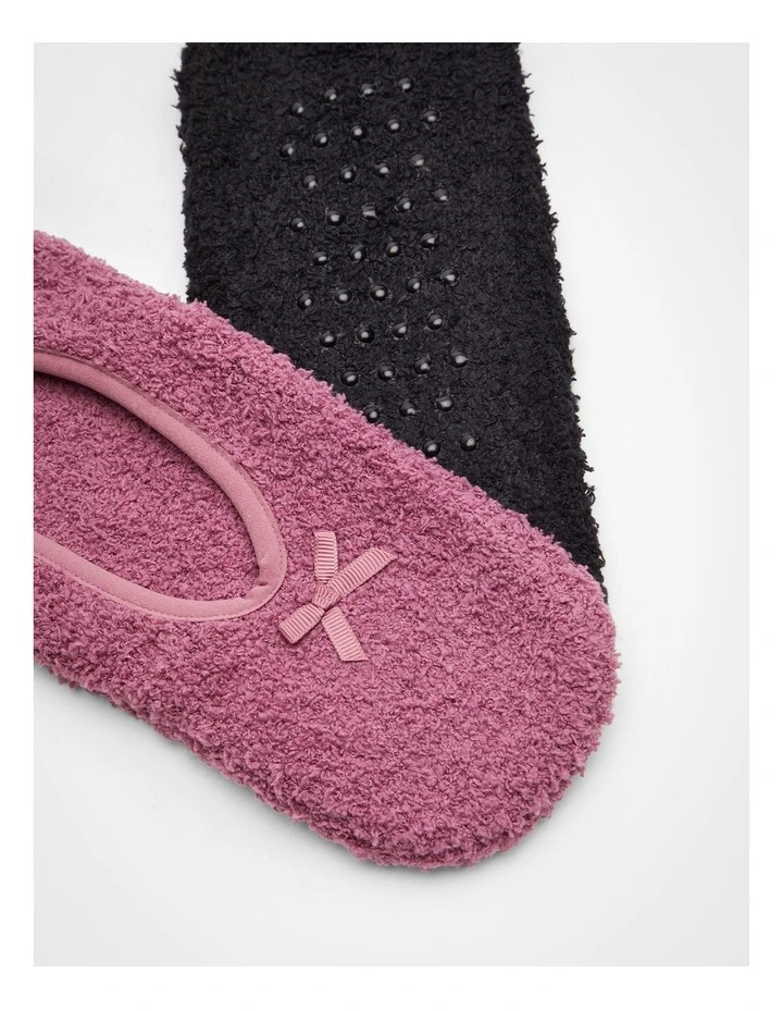 Cosy Slip On Socks 2 Pack in Multi image 2