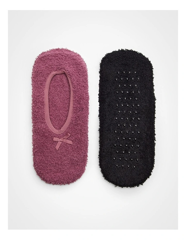 Cosy Slip On Socks 2 Pack in Multi image 3
