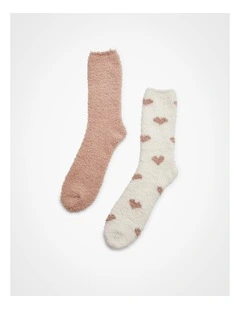 Fluffy Bed Socks of 2 Pack in Multi
