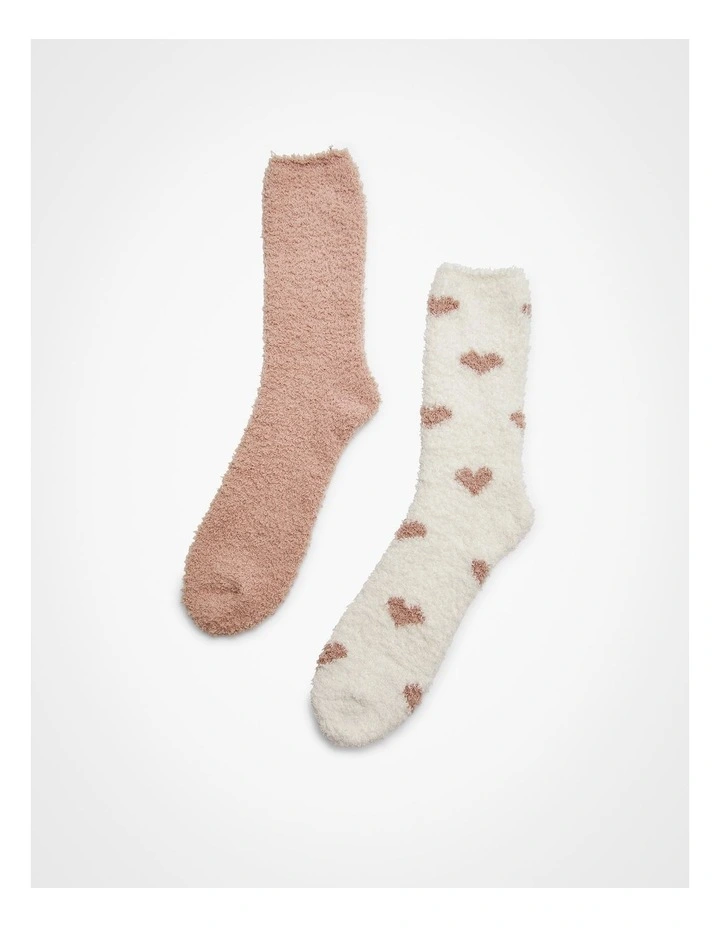 Fluffy Bed Socks of 2 Pack in Multi image 1