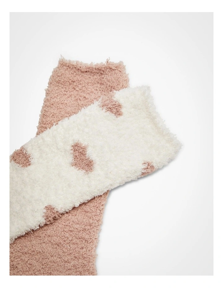 Fluffy Bed Socks of 2 Pack in Multi image 3