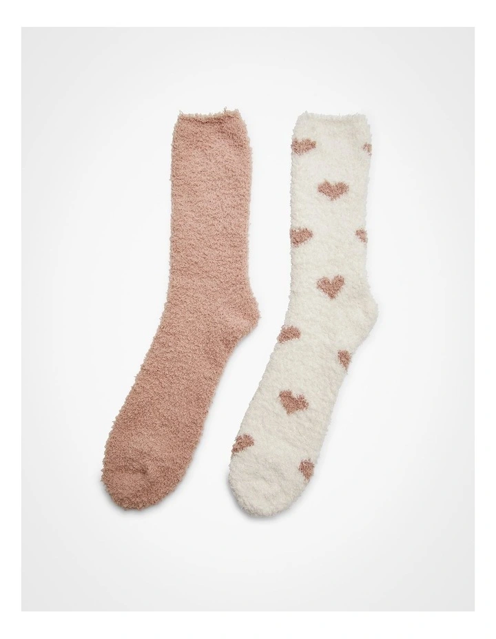 Fluffy Bed Socks of 2 Pack in Multi image 4