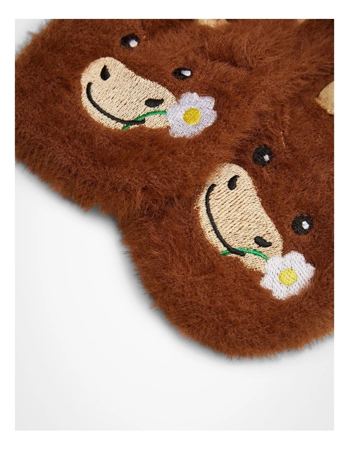 Fluffy Highland Cow Slipper Socks in Brown image 2
