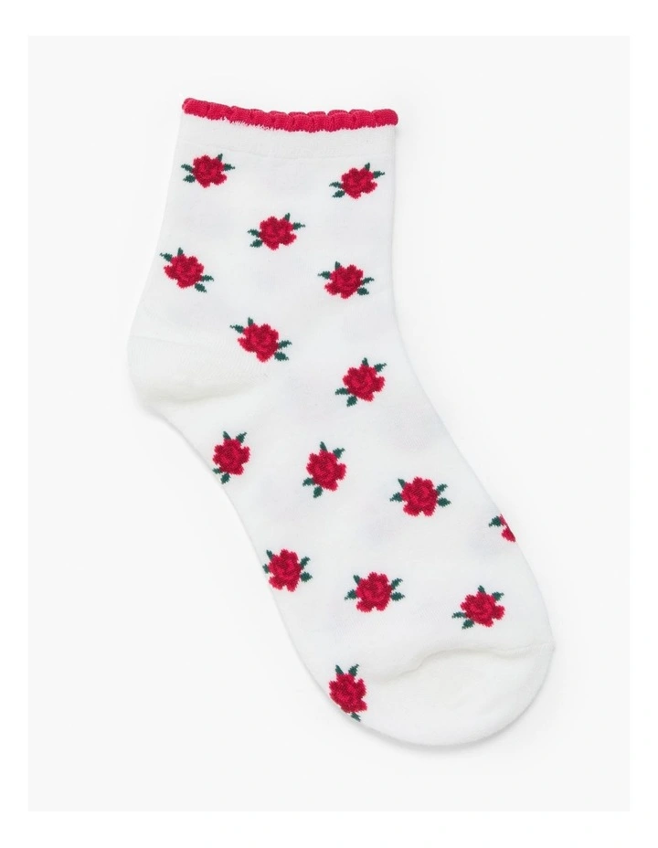 Cotton Rose Socks 3 Pack in Multi image 3