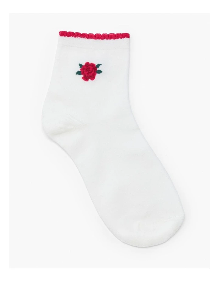 Cotton Rose Socks 3 Pack in Multi image 4