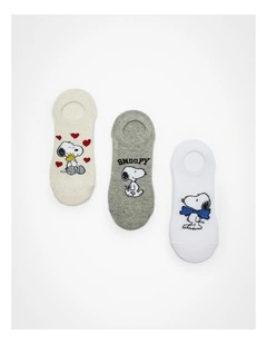 Snoopy Cotton Ankle Socks 3 Pack in Multi