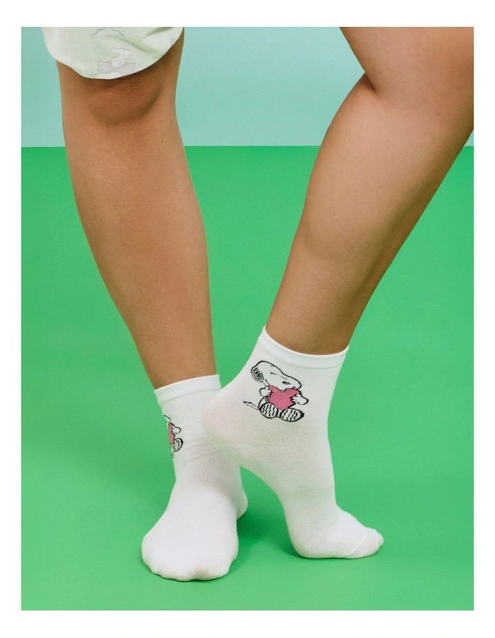Snoopy Cotton Socks 3 Pack in Multi image 6