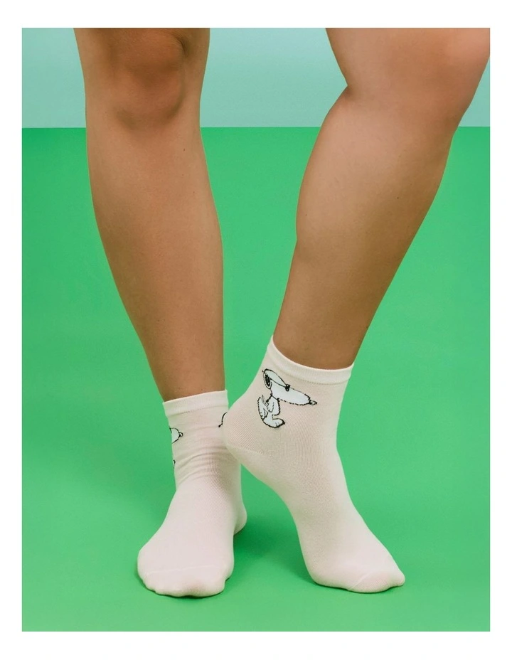 Snoopy Cotton Socks 3 Pack in Multi image 7
