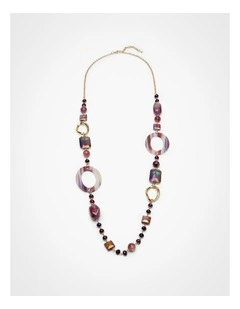 Crystal O Ring Necklace Purple