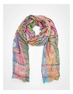 Paisley Embroidered Jacquard Scarf in Multi
