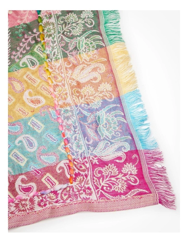 Paisley Embroidered Jacquard Scarf in Multi image 4