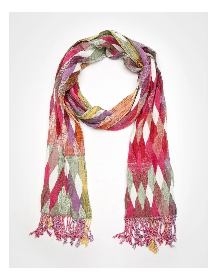 Bright Shirred Multi Patch Scarf in Multi image 1