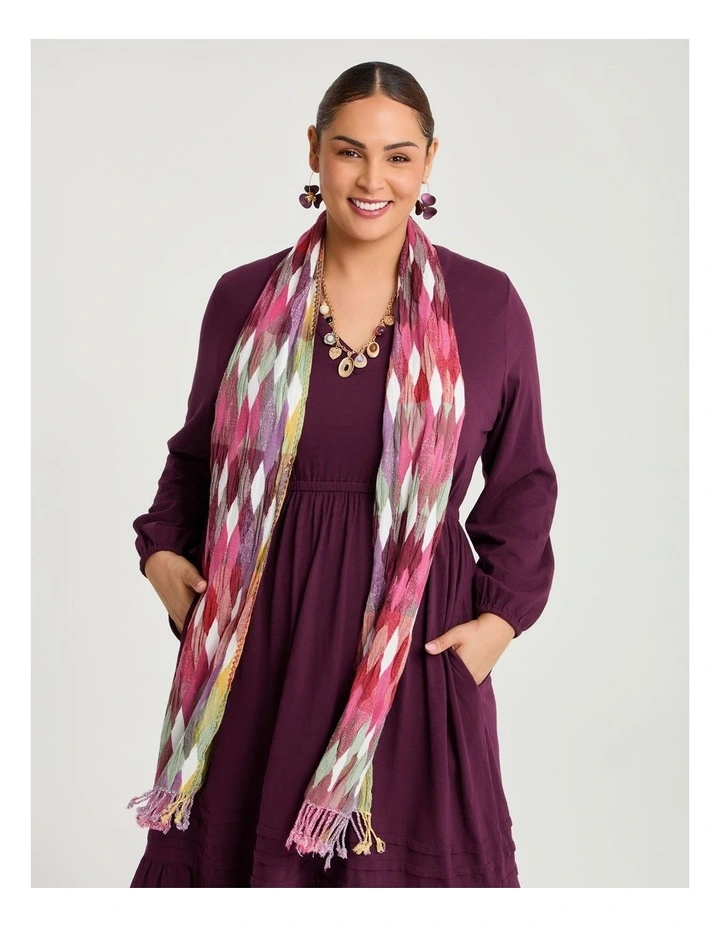 Bright Shirred Multi Patch Scarf in Multi image 2