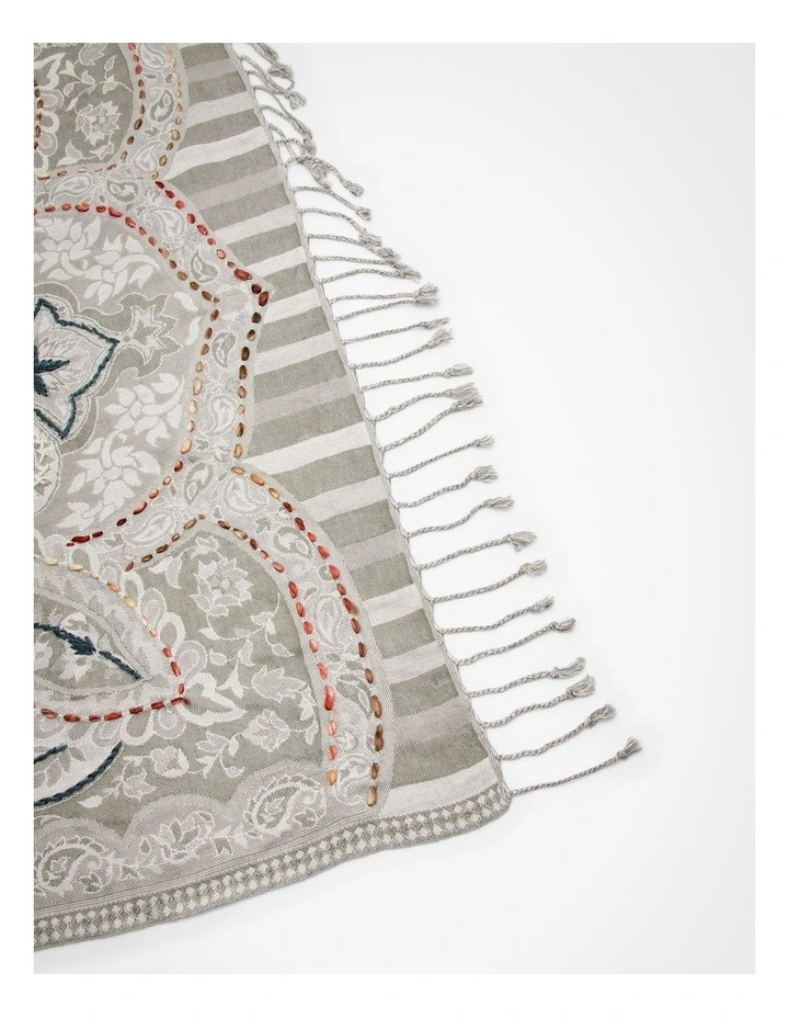 Embroidered Jacquard Scarf in Grey image 4