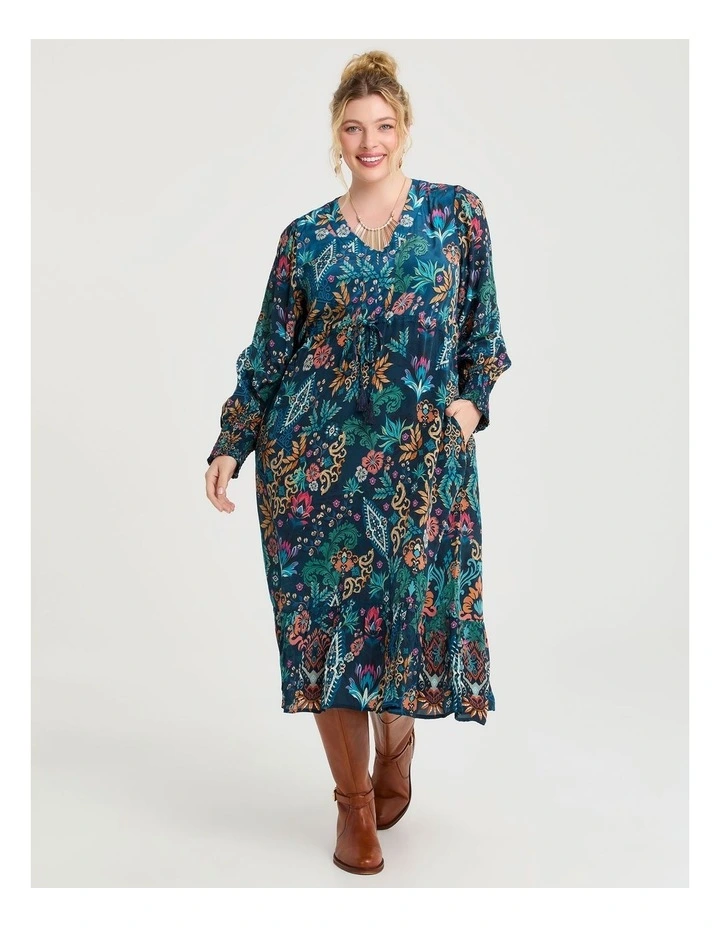 Natural Ornate Paisley Dress in Print image 1