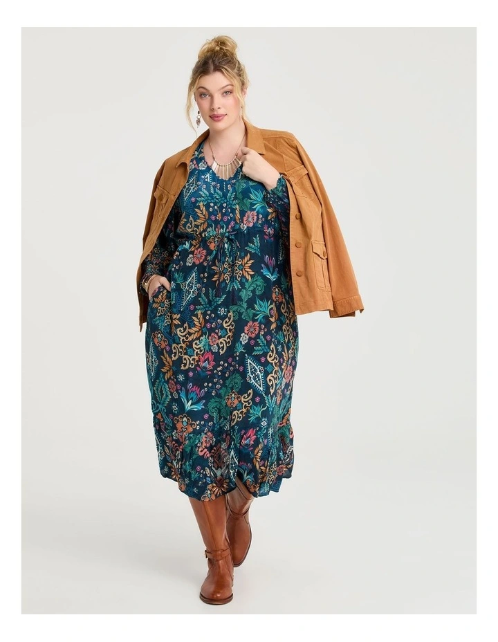 Natural Ornate Paisley Dress in Print image 4