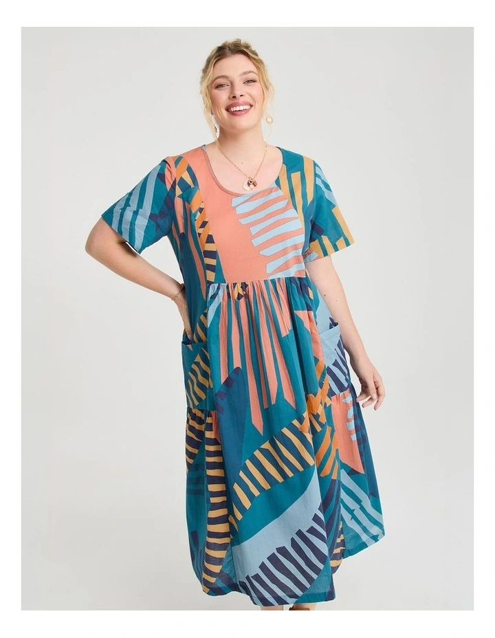 Cotton Pocket Midi Dress in Print image 3