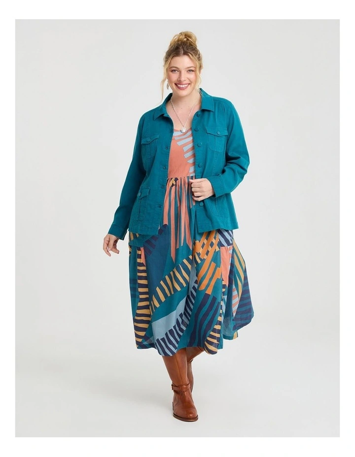 Cotton Pocket Midi Dress in Print image 4