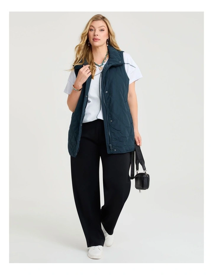 Relaxed Puffer Quilted Vest Dark Teal image 2